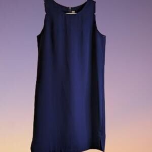 Loft 2 purple sleeveless polyester shift dress. Office, travel, date night.